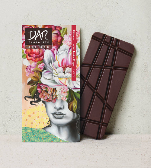 Art Bars: Hibiscus 72% Dark Chocolate Bar Vegan Organic