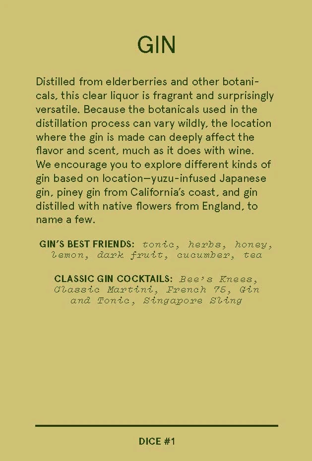 Cocktail Dice: Liquors, Mixers, and More