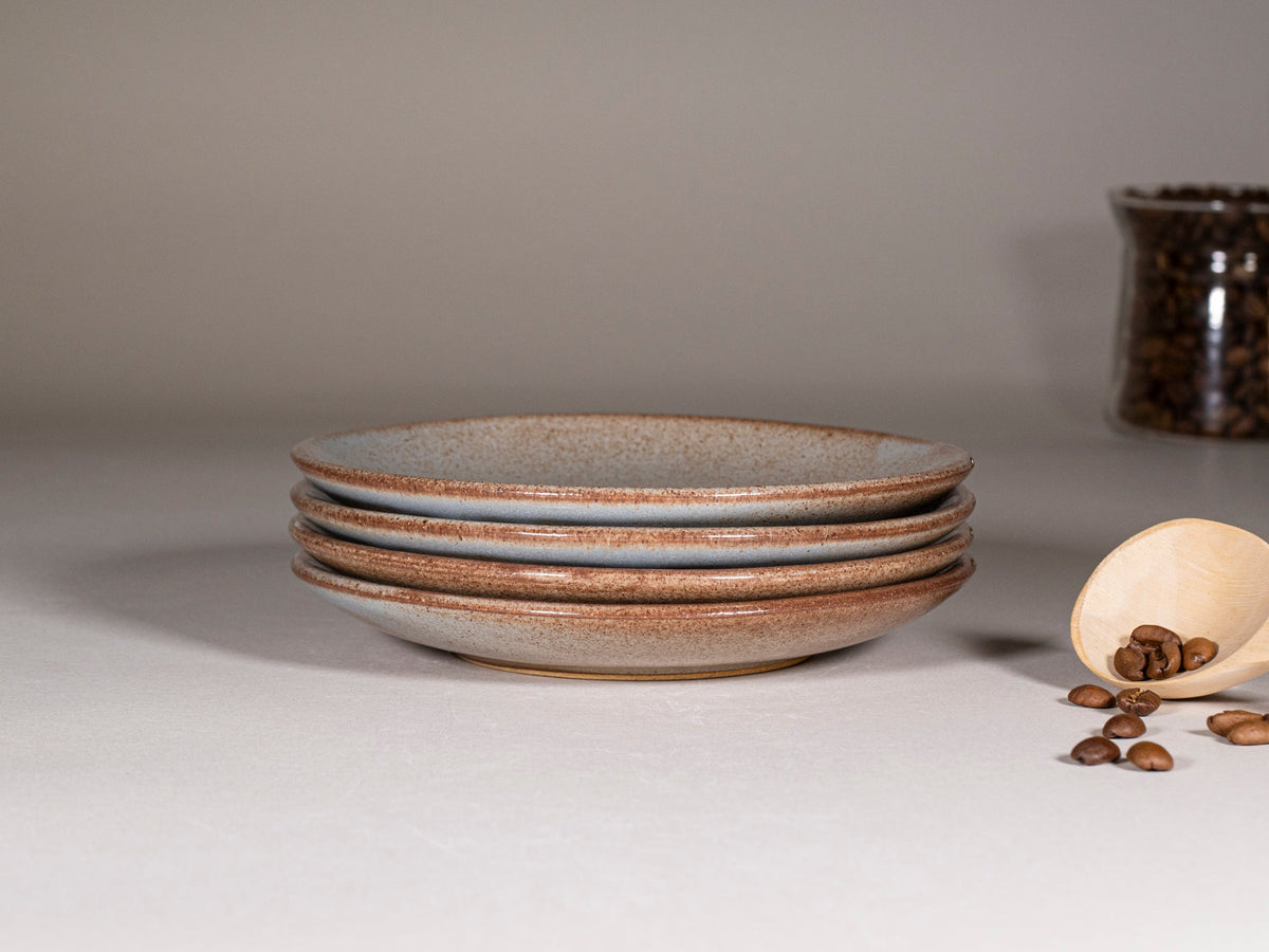 Cappuccino Cup, Latte Cup: Brown-Blue/White, approximately 10-12 oz, Stoneware