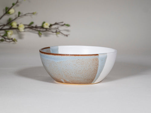 Breakfast Salad Soup Bowl Brown Blue White Stoneware Handmade