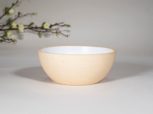Breakfast Salad Soup Bowl White/Sandy Stoneware Handmade