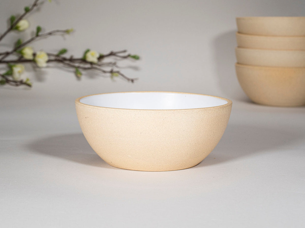 Breakfast Salad Soup Bowl White/Sandy Stoneware Handmade