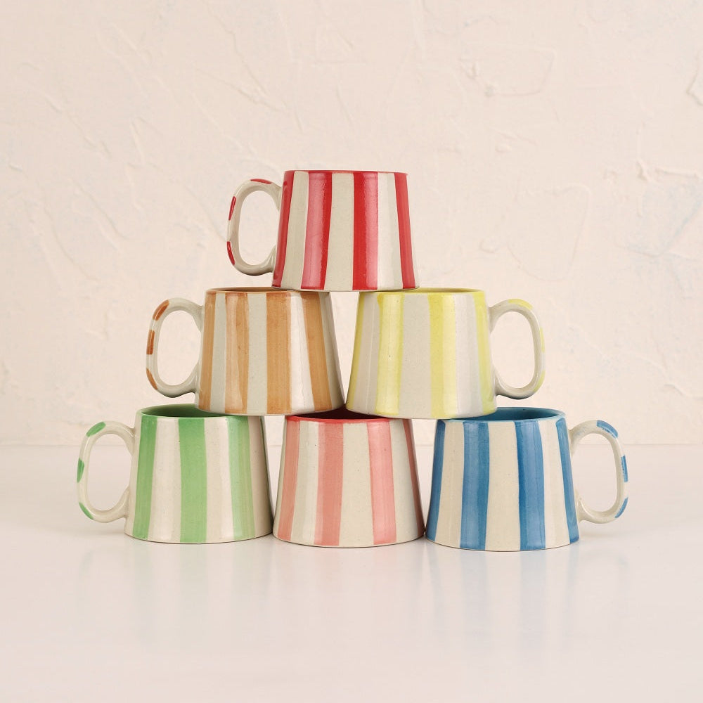 Ceramic Aqua Blue Striped Mug