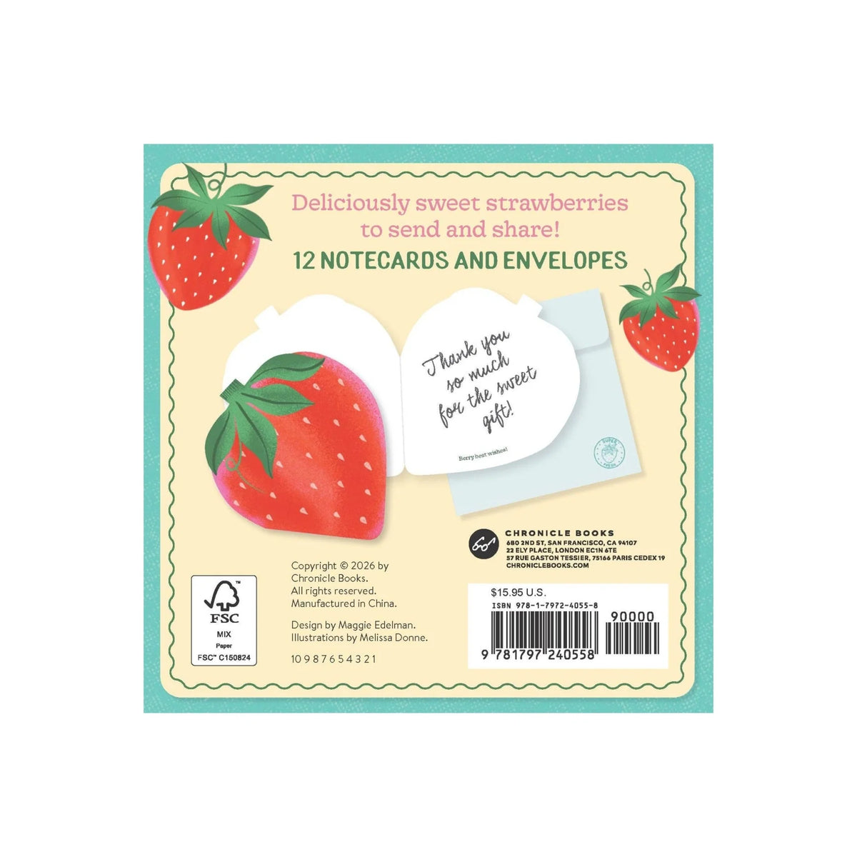 Paper Produce Strawberry Notecards: 12 Notecards & Envelopes