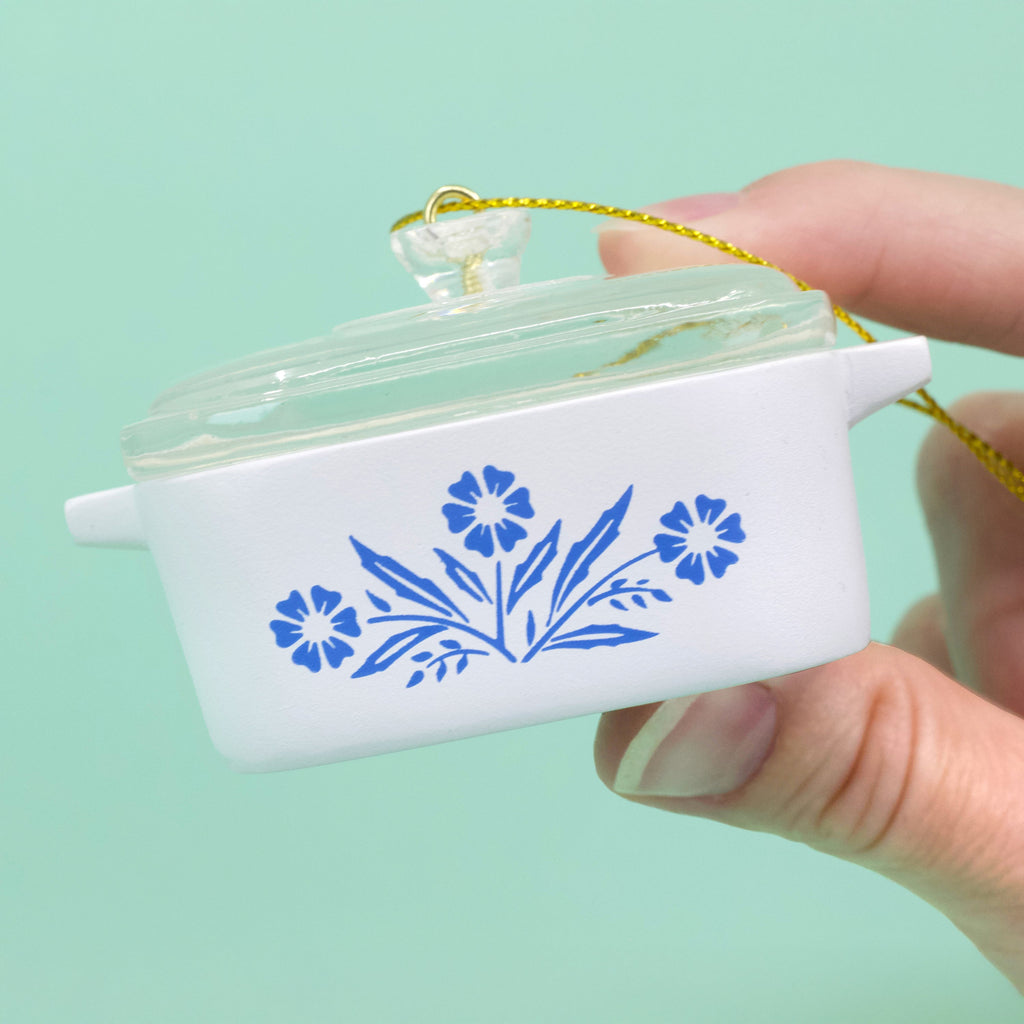 Mini Cornflower Ornament – Corning Ware–Inspired Casserole